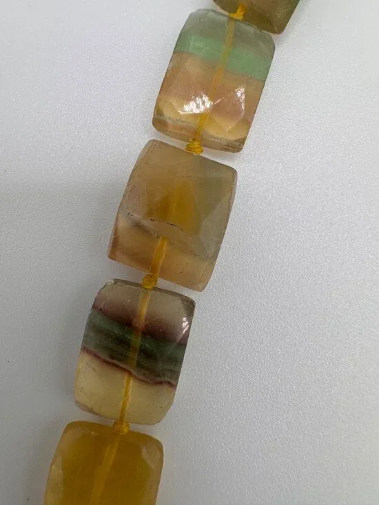 Faceted Fluorite Beaded Necklace Hand Knotted 925 Silver Chain Toggle 24” Artisa - Picture 7 of 11